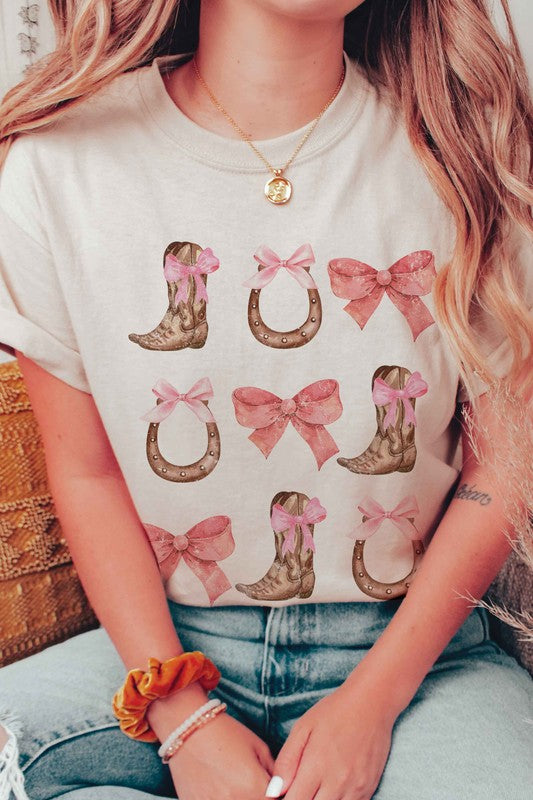 BOOTS HORSESHOES AND BOWS Graphic T-Shirt A. BLUSH CO.