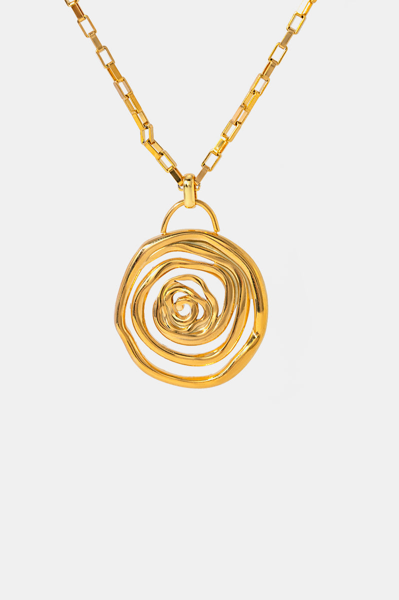 18K Gold-Plated Stainless Steel Spiral Pendant Necklace Trendsi