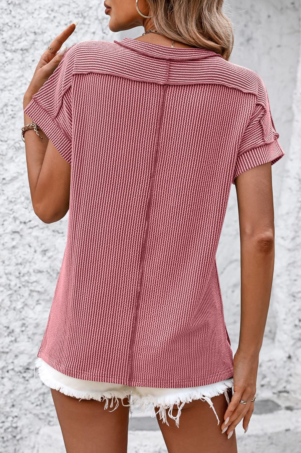 Striped Round Neck Short Sleeve T-Shirt Trendsi