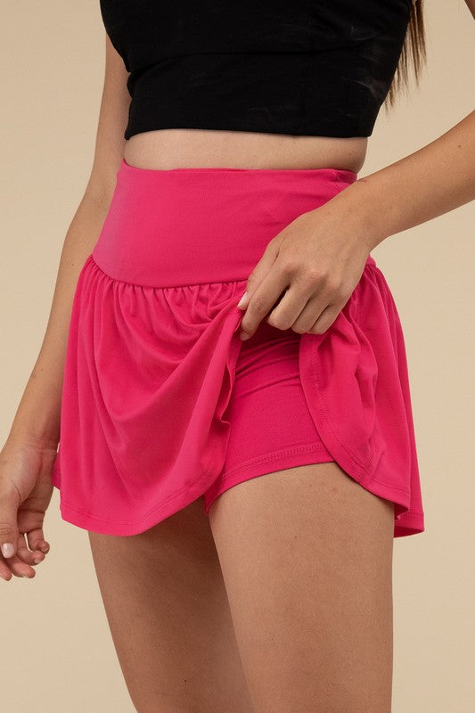 Wide Band Tennis Skirt with Zippered Back Pocket ZENANA