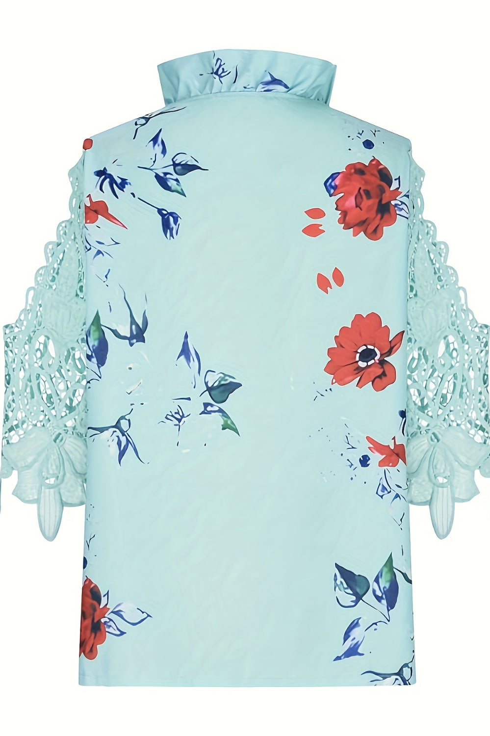 Full Size Lace Printed Half Sleeve Blouse Trendsi