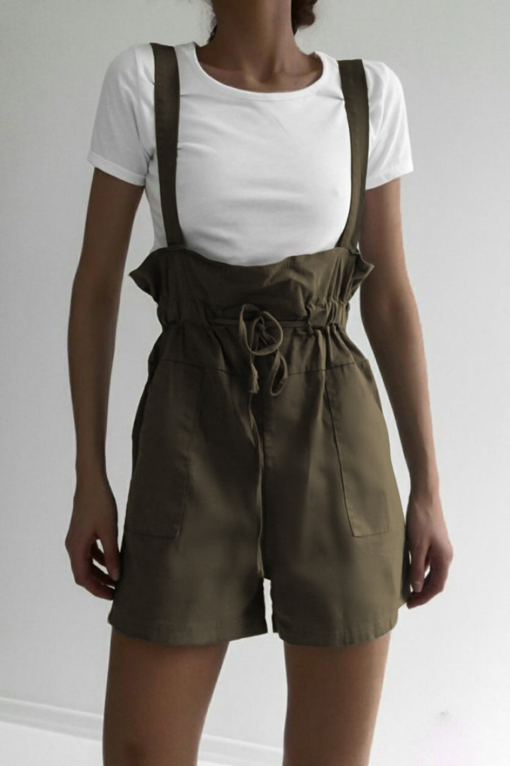 Drawstring Wide Strap Overalls with Pockets Trendsi