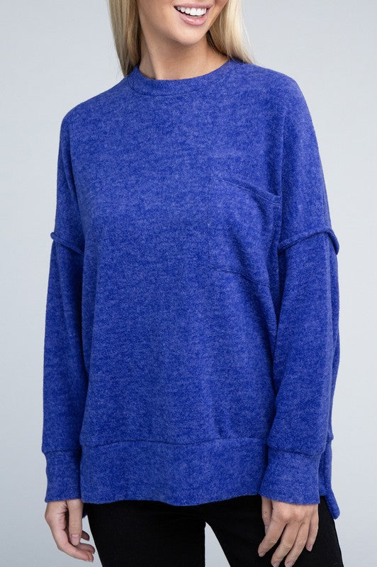Brushed Melange Drop Shoulder Oversized Sweater ZENANA