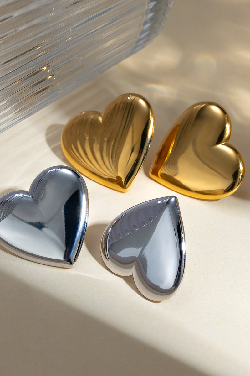 Stainless Steel Heart Stud Earrings Trendsi