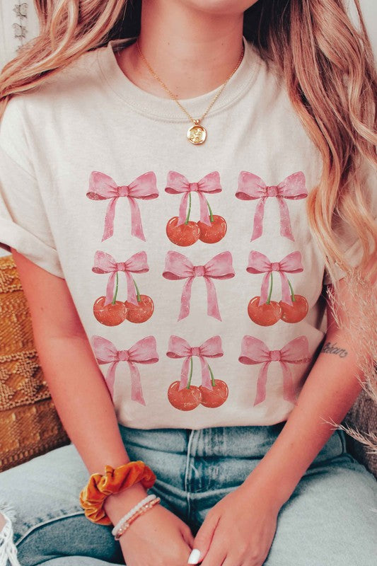 CHERRIES AND BOWS Graphic T-Shirt A. BLUSH CO.