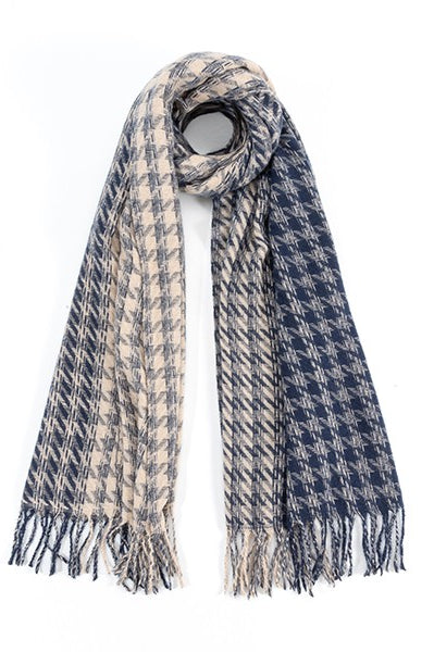 Houndstooth Two Toned Fashion Scarf |  CBCB-BLUE-Os |  Casual Chic Boutique