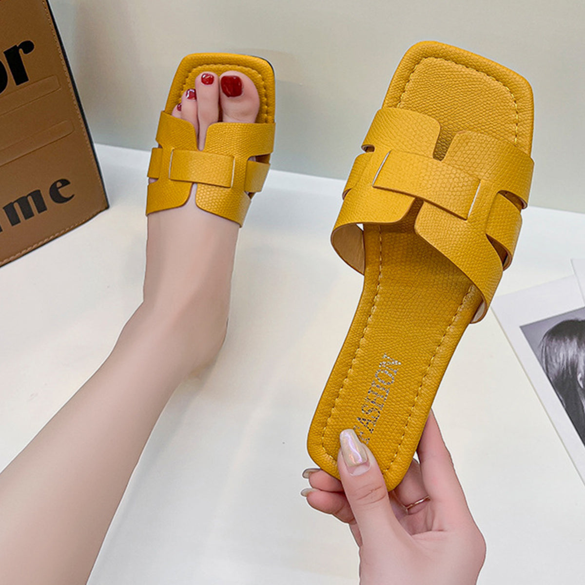 Open Toe PU Leather Sandals Trendsi
