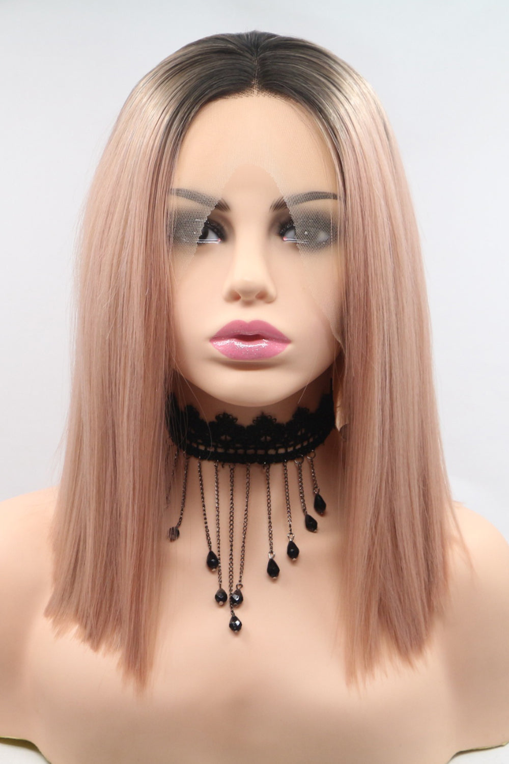 13*3" Lace Front Wigs Synthetic Mid-length Straight 12" 130% Density Trendsi