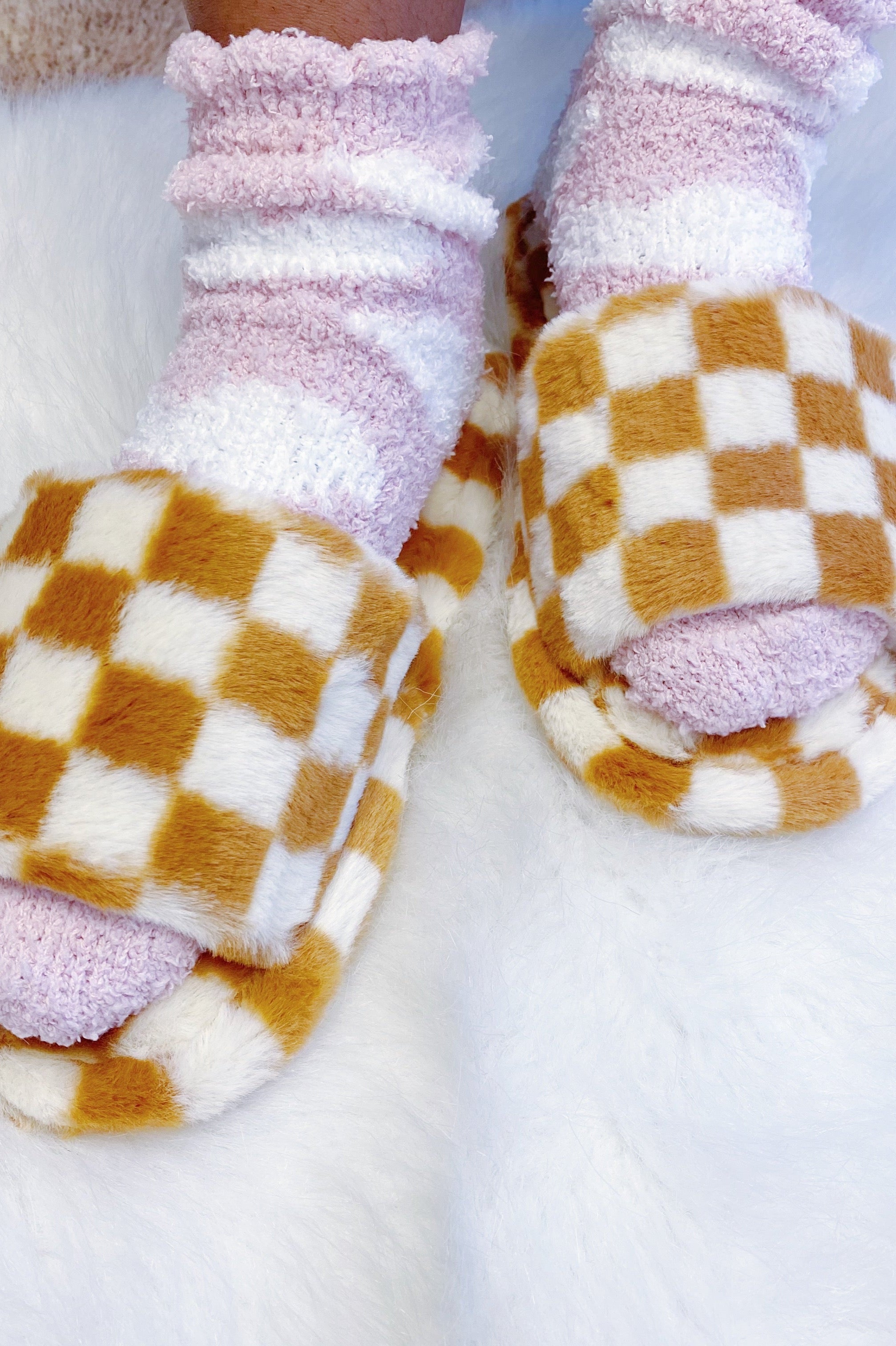 Luxe Lounge Checker Cozy Slippers Ellisonyoung.com