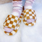 Luxe Lounge Checker Cozy Slippers Ellisonyoung.com