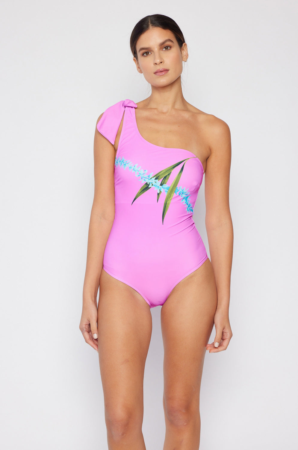 Marina West Swim Vacay Mode One Shoulder Swimsuit in Carnation Pink Marina West Swim