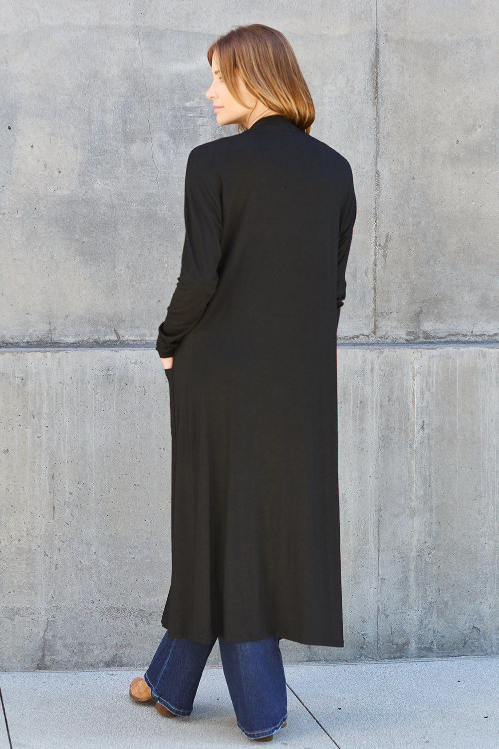 Basic Bae Full Size Open Front Long Sleeve Cover Up Trendsi