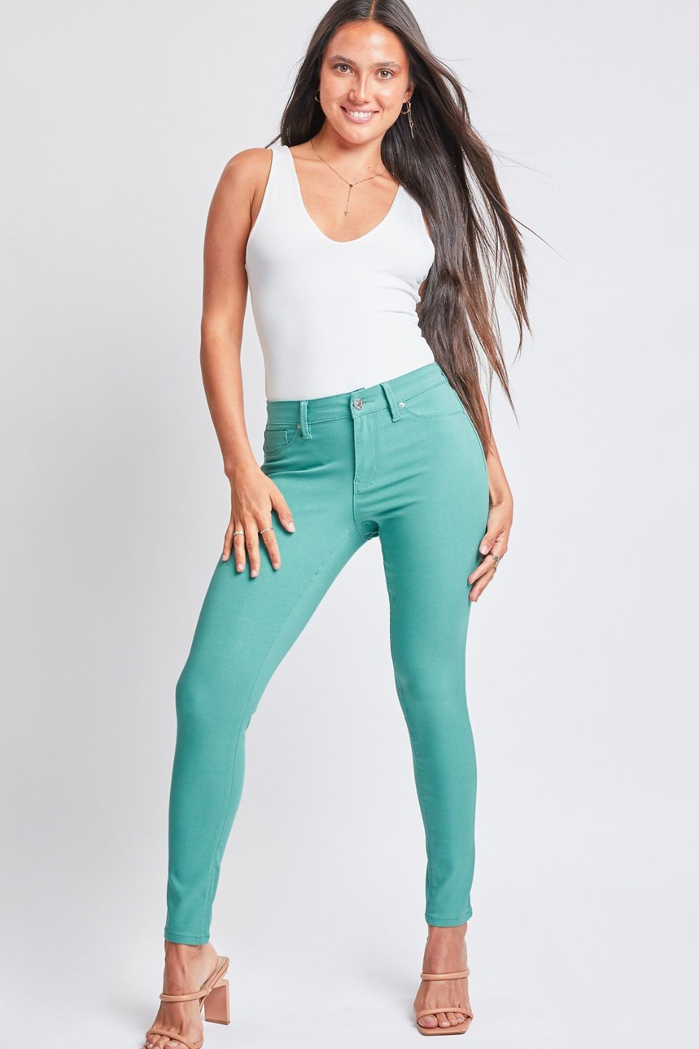 YMI Jeanswear Full Size Hyperstretch Mid-Rise Skinny Pants Trendsi