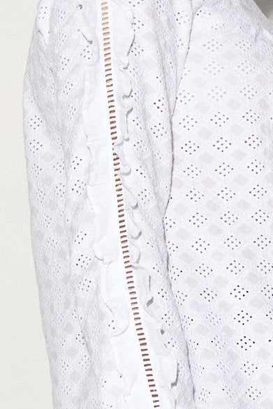 BRIELLE white ruffle sleeves blouse GILD
