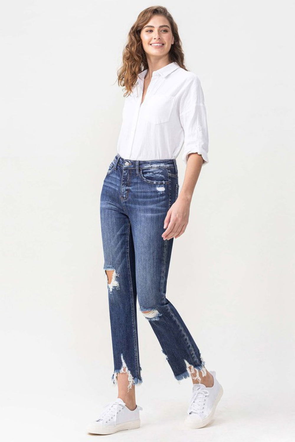 Lovervet Jackie Full Size High Rise Crop Straight Leg Jeans Trendsi