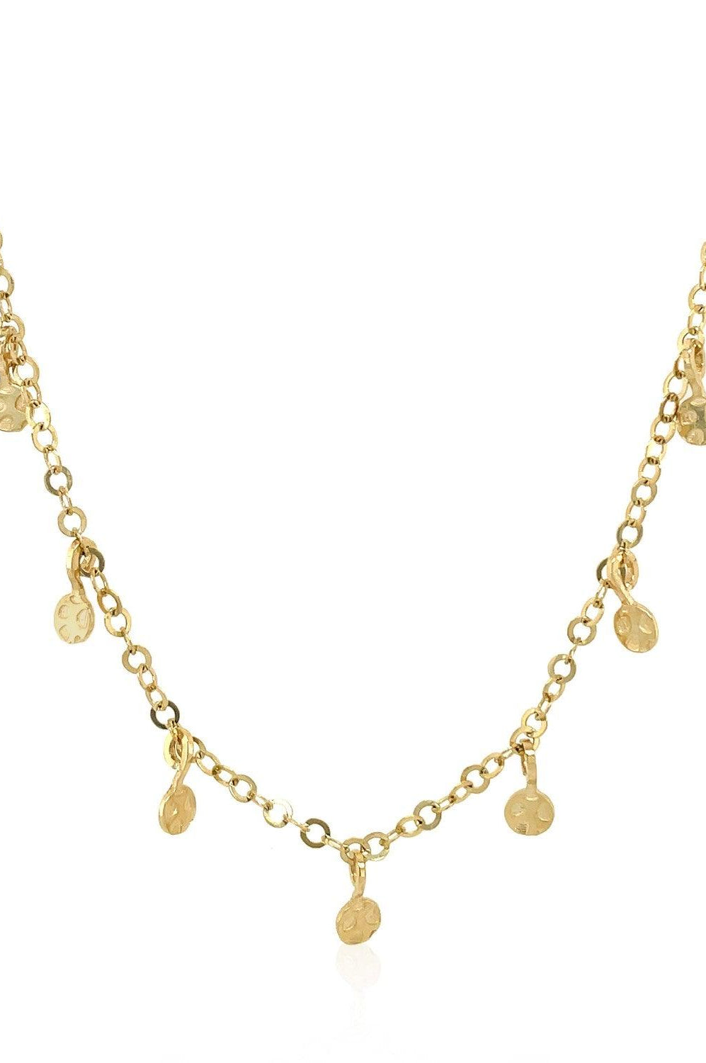 14k Solid Yellow Gold Hammered Bead Choker Necklace Luxoptions