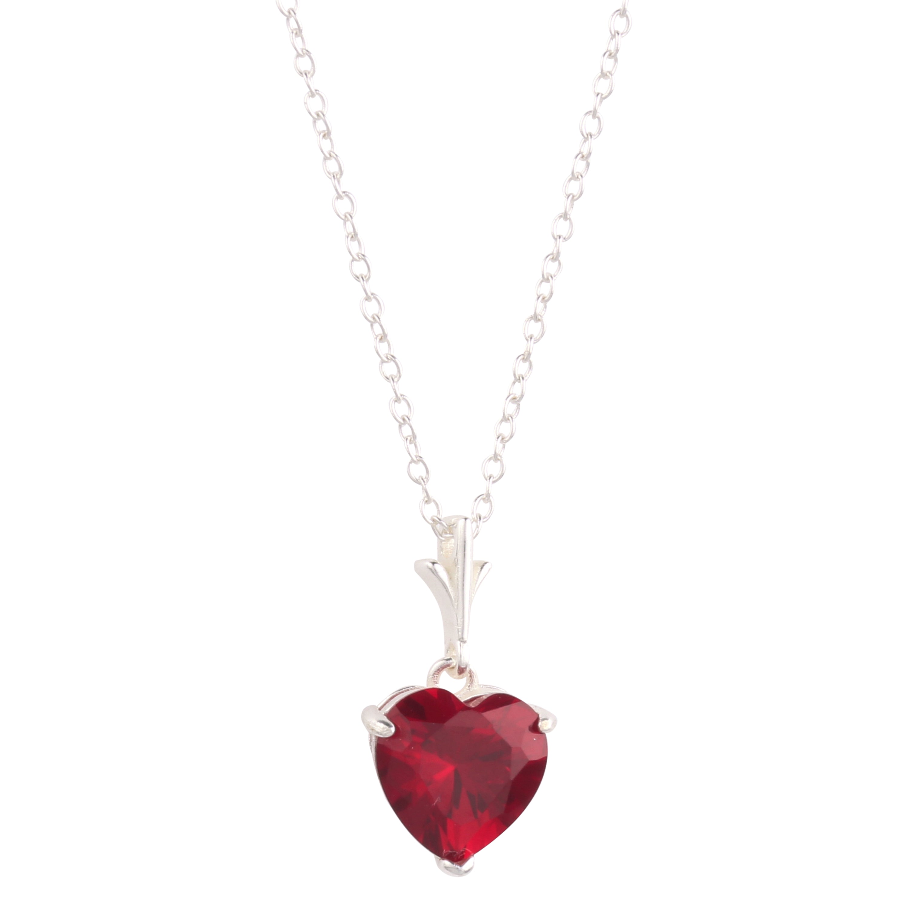 925 Sterling Silver Red Heart Pendant Necklace Nichestar