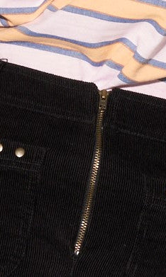 ARMANDE Cord mini skirt with studs GILD