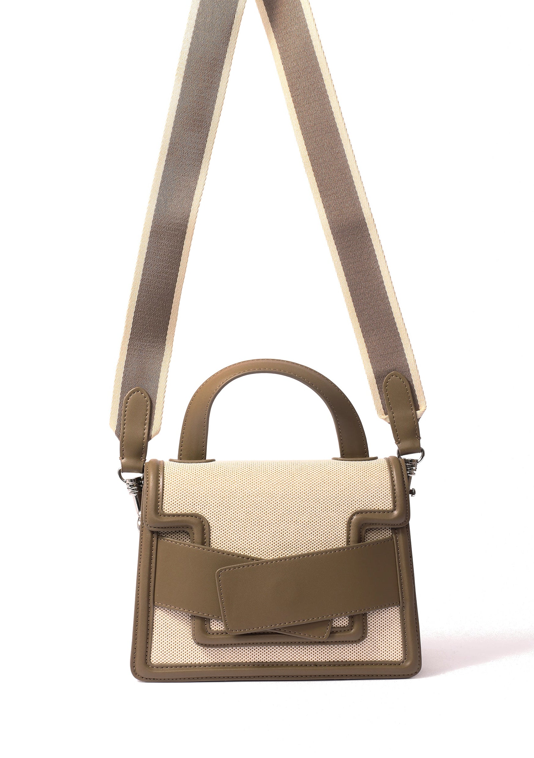 Evelyn Bag in Canvas and Genuine Leather, Gray Bob Oré