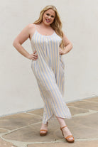 HEYSON Full Size Multi Colored Striped Jumpsuit with Pockets Trendsi