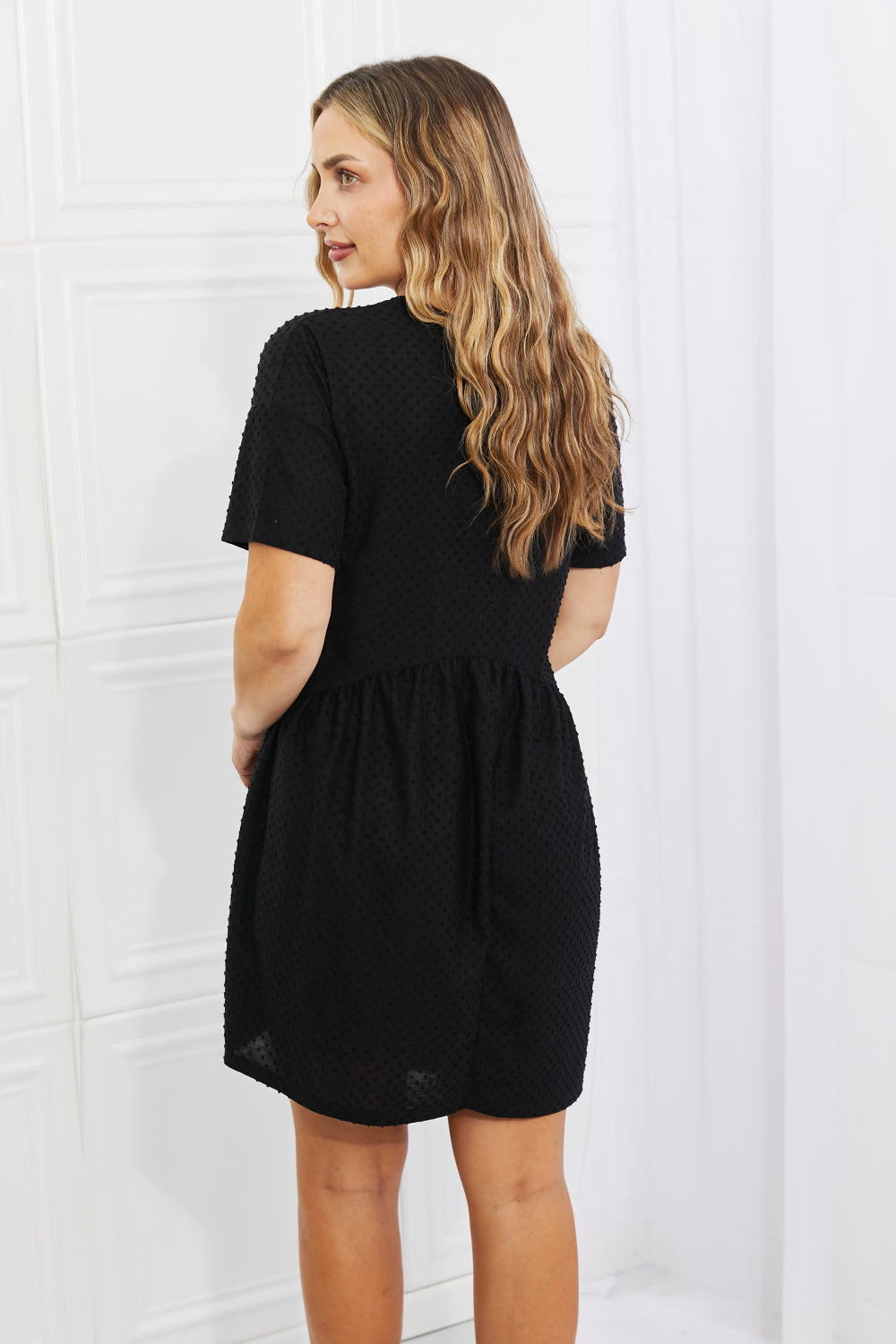 BOMBOM Another Day Swiss Dot Casual Dress in Black BOMBOM
