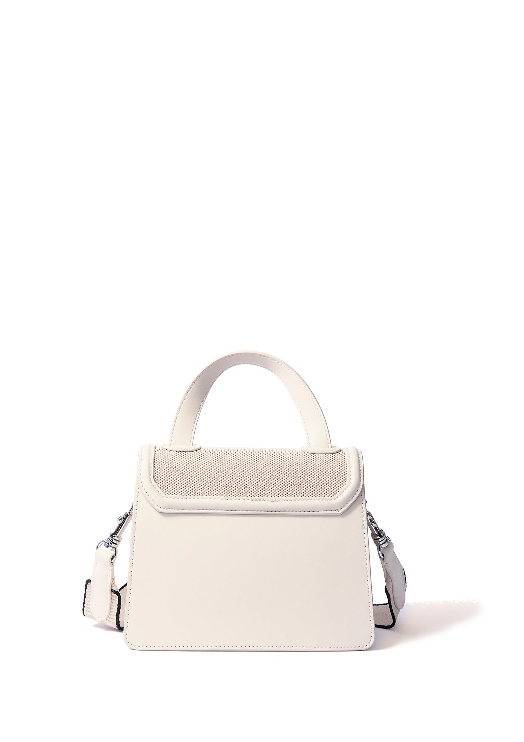 Evelyn Bag in Canvas and Genuine Leather, White Bob Oré