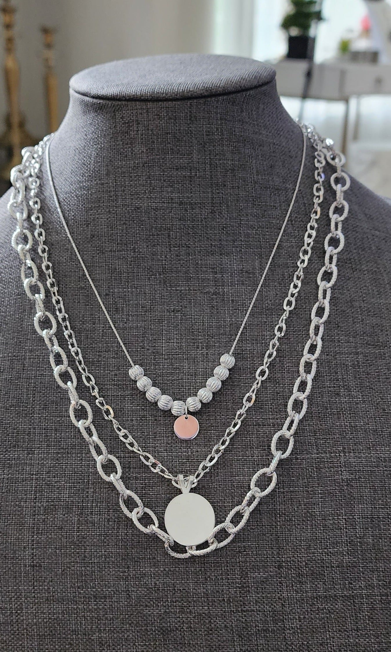 3 Layered Silver Multi Chain Necklace Bougiest Babe