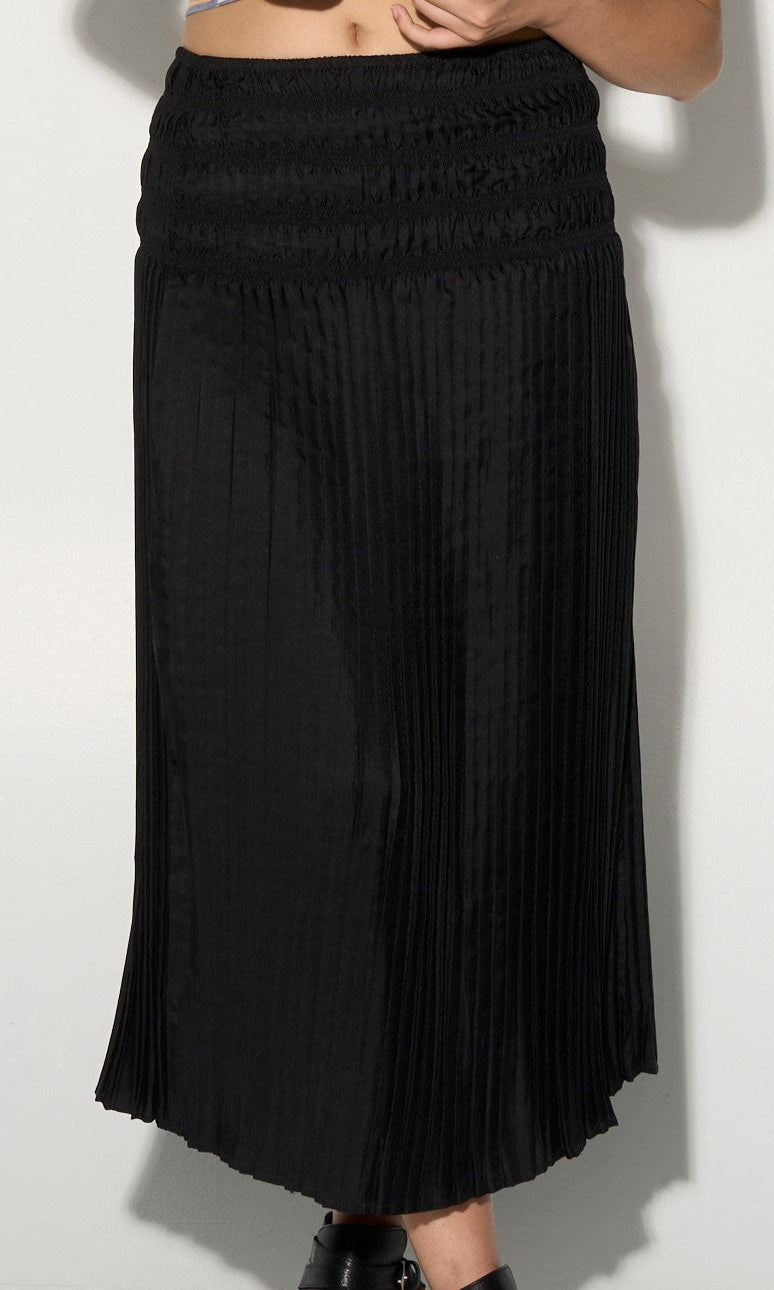 ELEA Black pleated midi skirt GILD