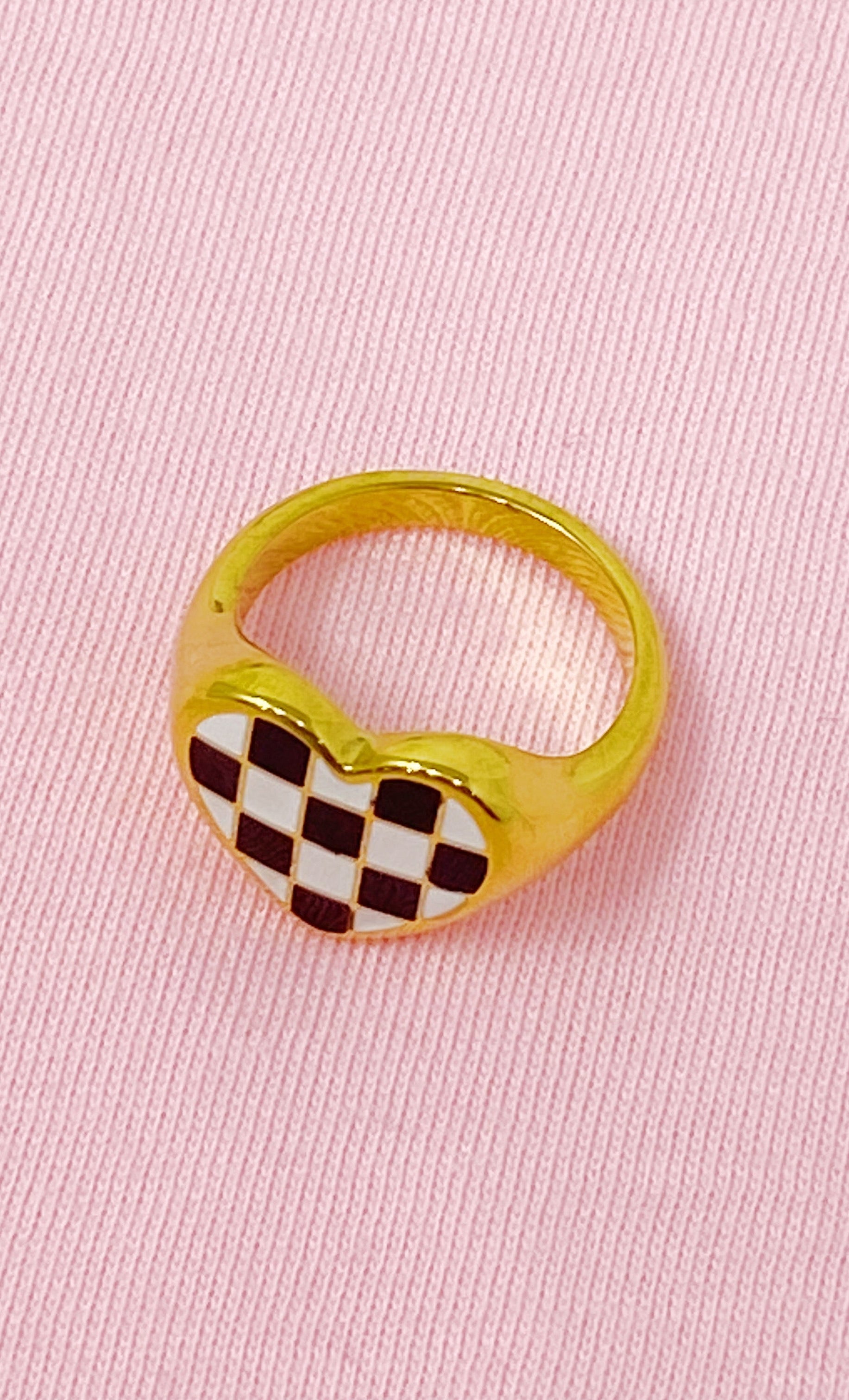 Checkered Heart Signet Ring Ellisonyoung.com