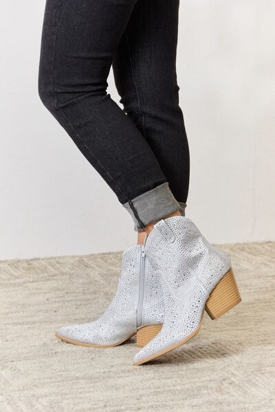 East Lion Corp Rhinestone Ankle Cowboy Boots Trendsi