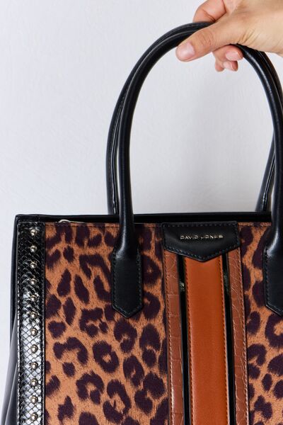 David Jones Leopard Contrast Rivet Handbag Trendsi