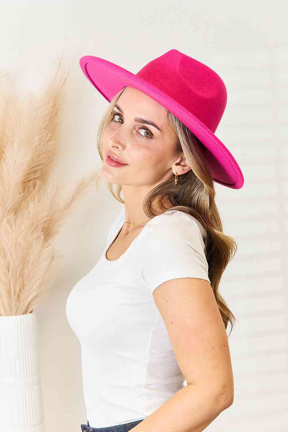 Fame Flat Brim Fedora Fashion Hat Trendsi