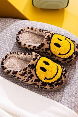 Melody Smiley Face Leopard Slippers Trendsi