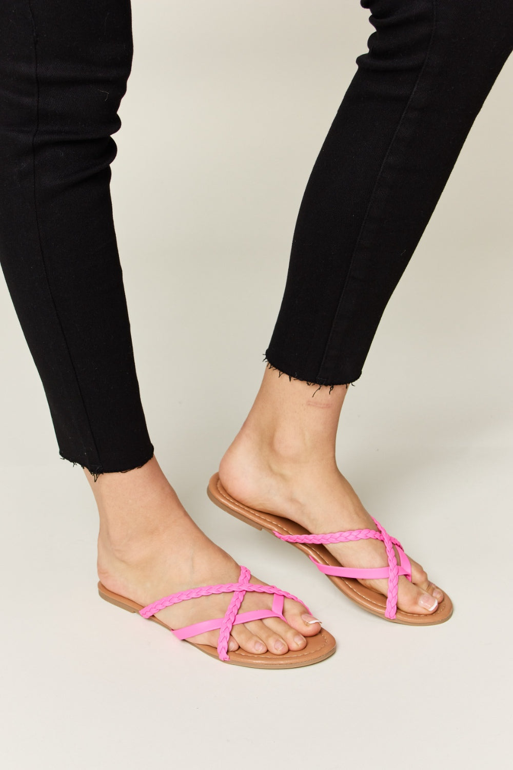 WILD DIVA Crisscross PU Leather Open Toe Sandals Trendsi