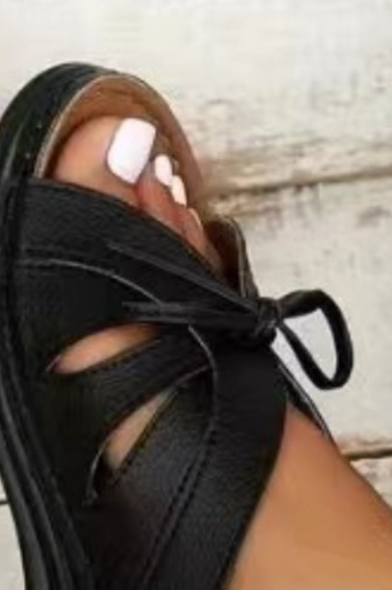 Tied Open Toe Low Heel Sandals Trendsi