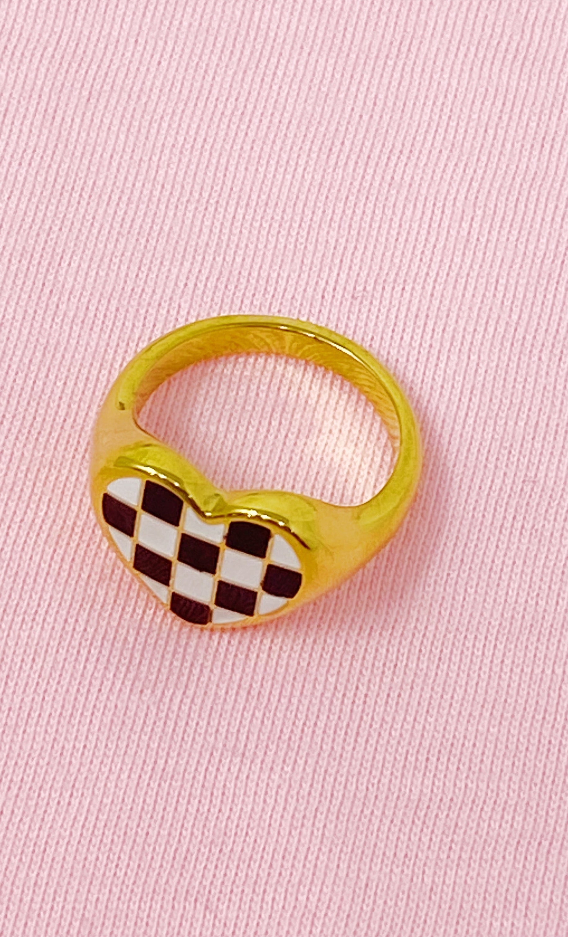 Checkered Heart Signet Ring Ellisonyoung.com