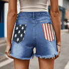US Flag Distressed Denim Shorts Trendsi