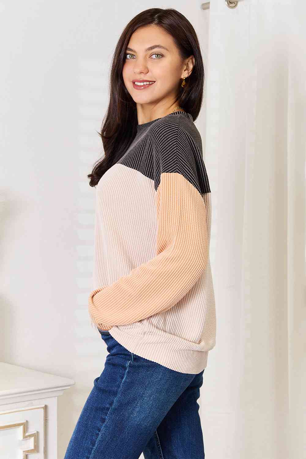 Double Take Color Block Dropped Shoulder T-Shirt Double Take