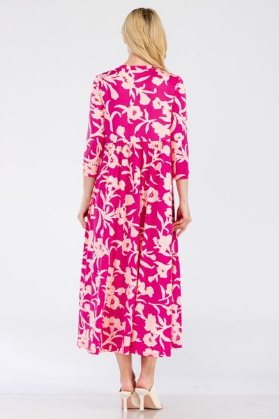 Celeste Full Size Floral Round Neck Ruffle Hem Dress Trendsi