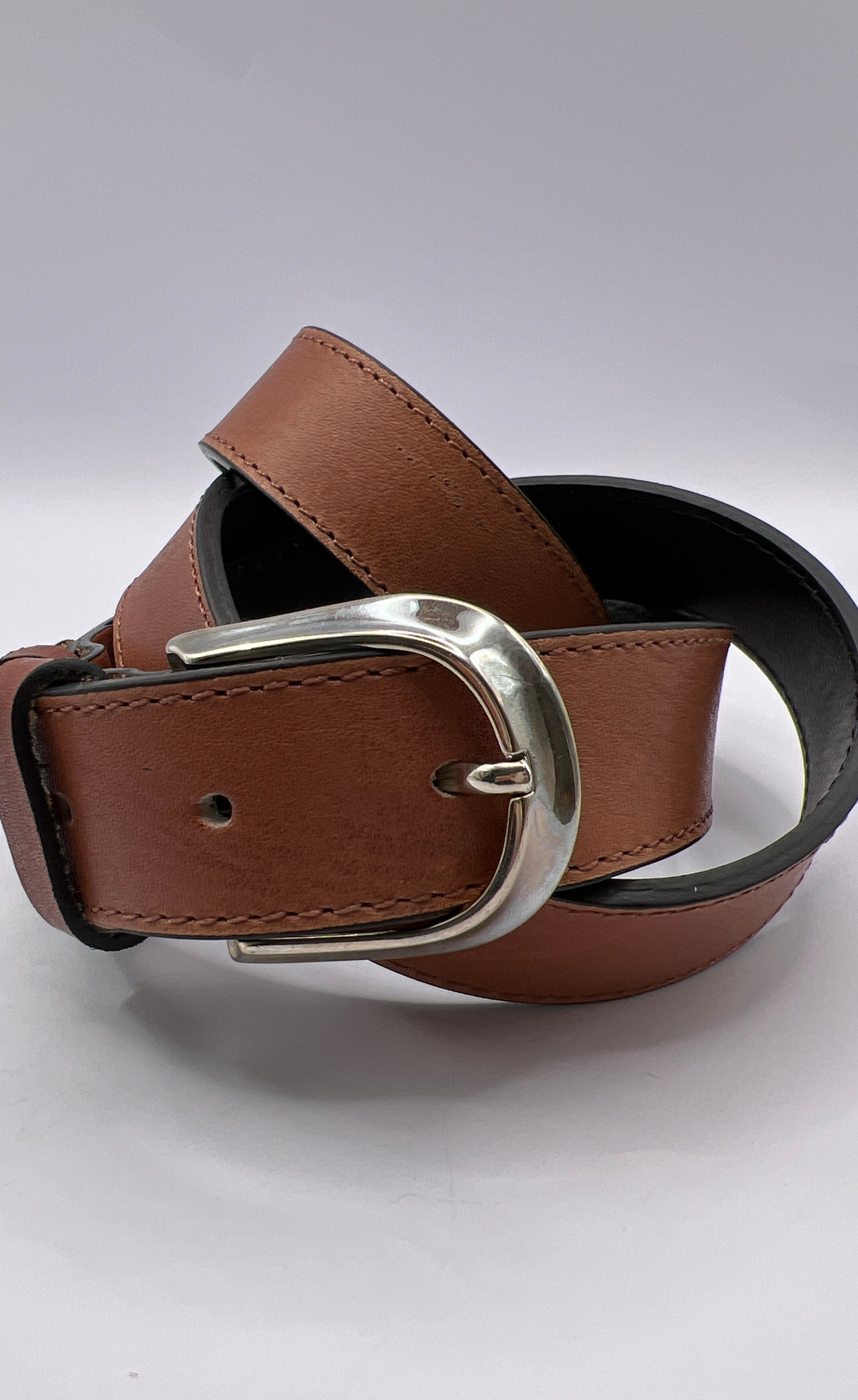 Blondish Brown Handmade Leather Belt with Silver Adornment for Women BLONDISH