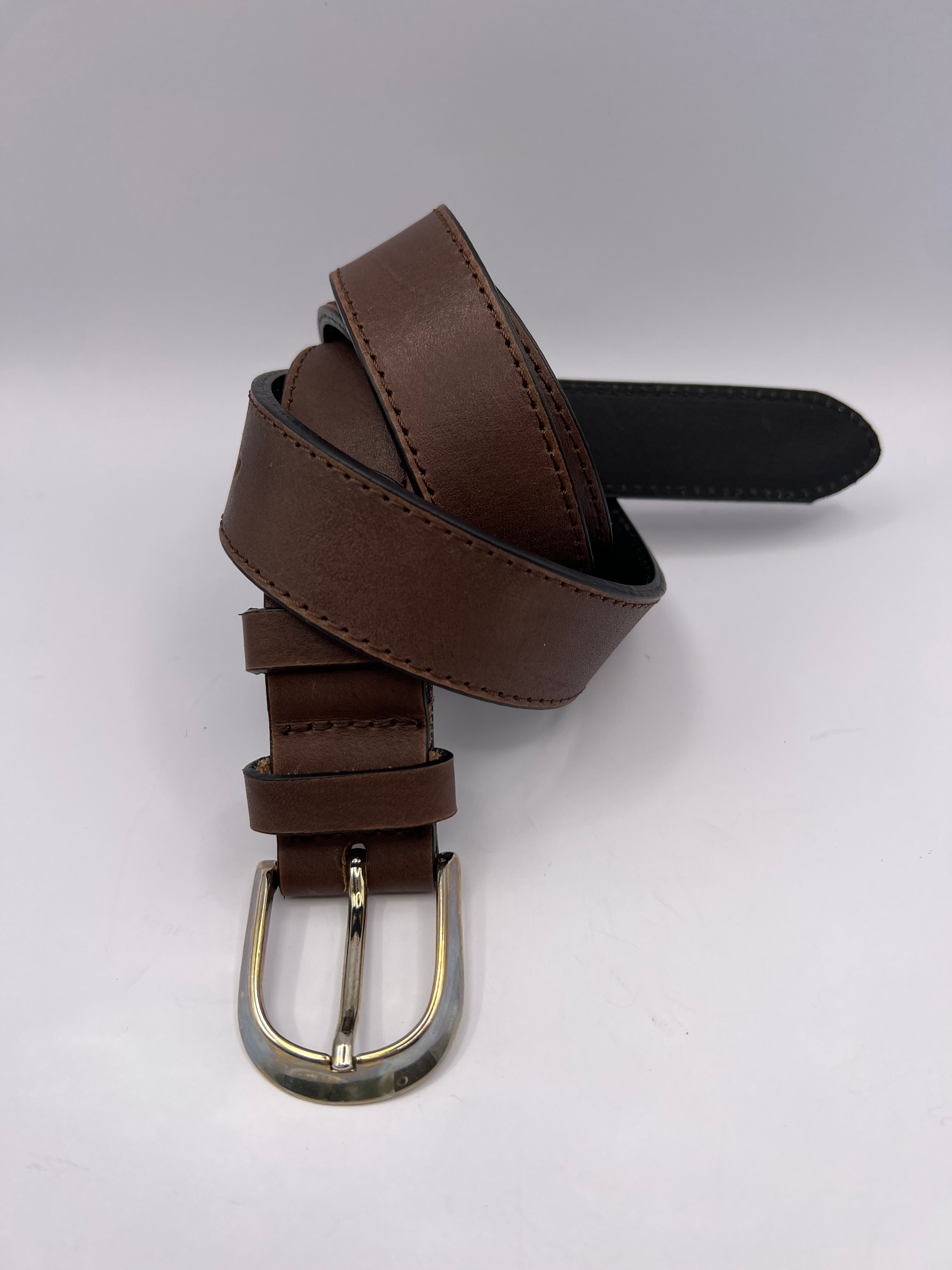 Blondish Dark Brown Handmade Leather Belt with Silver Adornment for Women BLONDISH