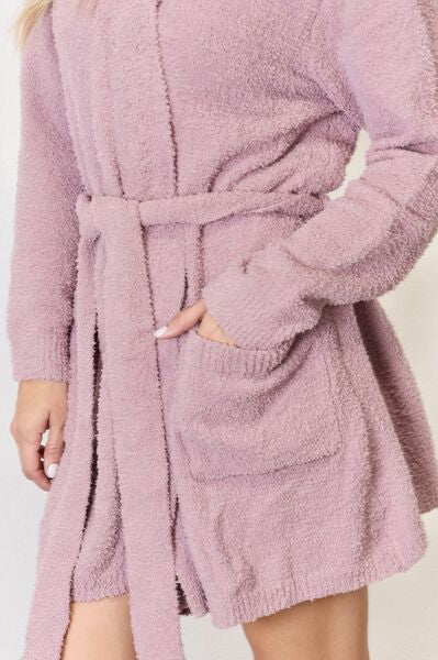 Hailey & Co Tie Front Long Sleeve Robe Trendsi