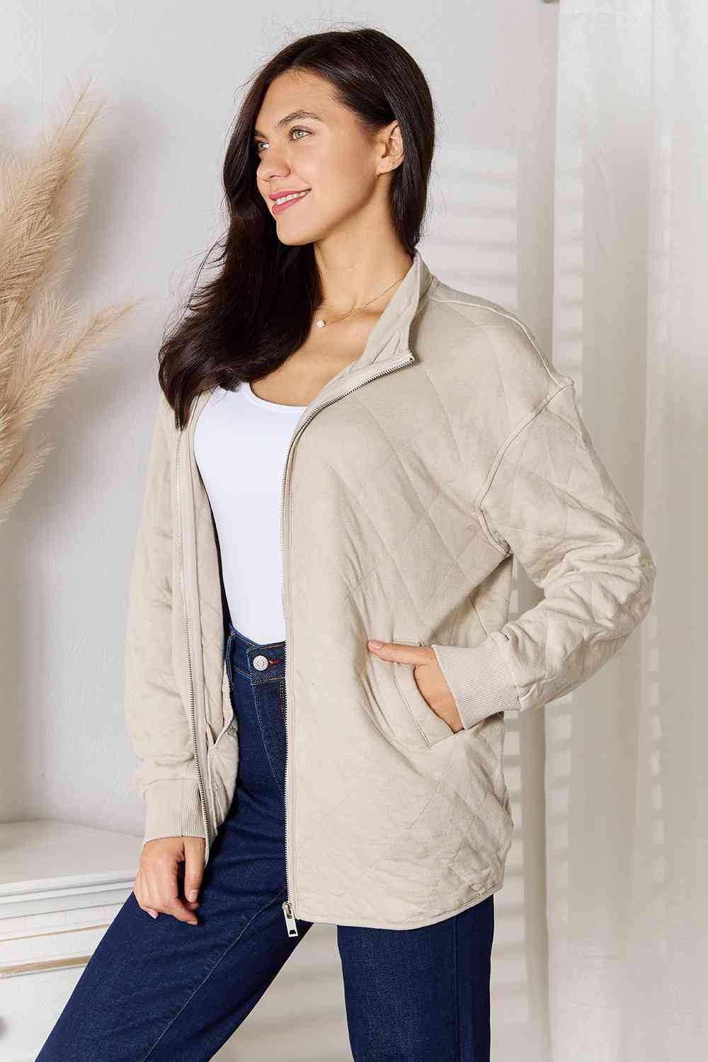 Heimish Full Size Zip-Up Jacket with Pockets Trendsi