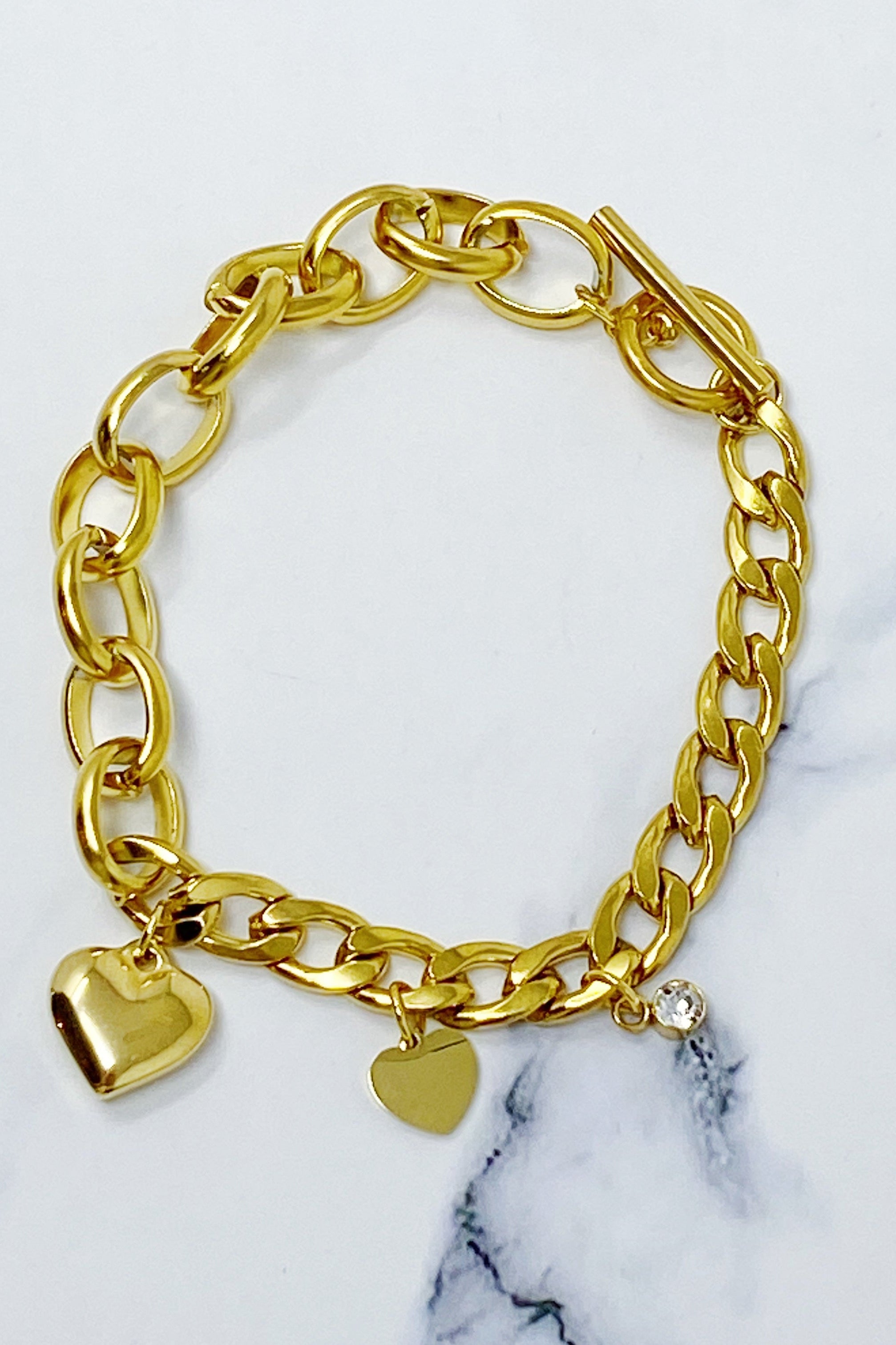 Duo Chain Charm Heart Bracelet Ellisonyoung.com