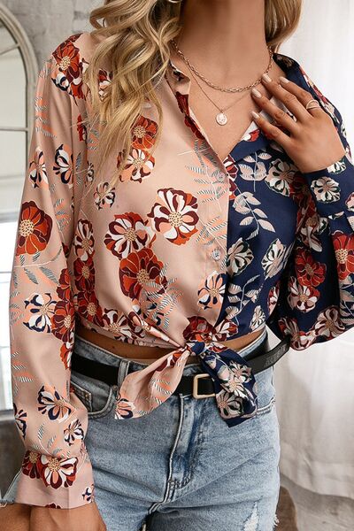 Floral Button Up Long Sleeve Shirt Trendsi