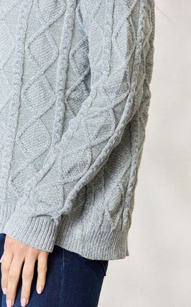 BiBi Cable Knit Round Neck Sweater Trendsi