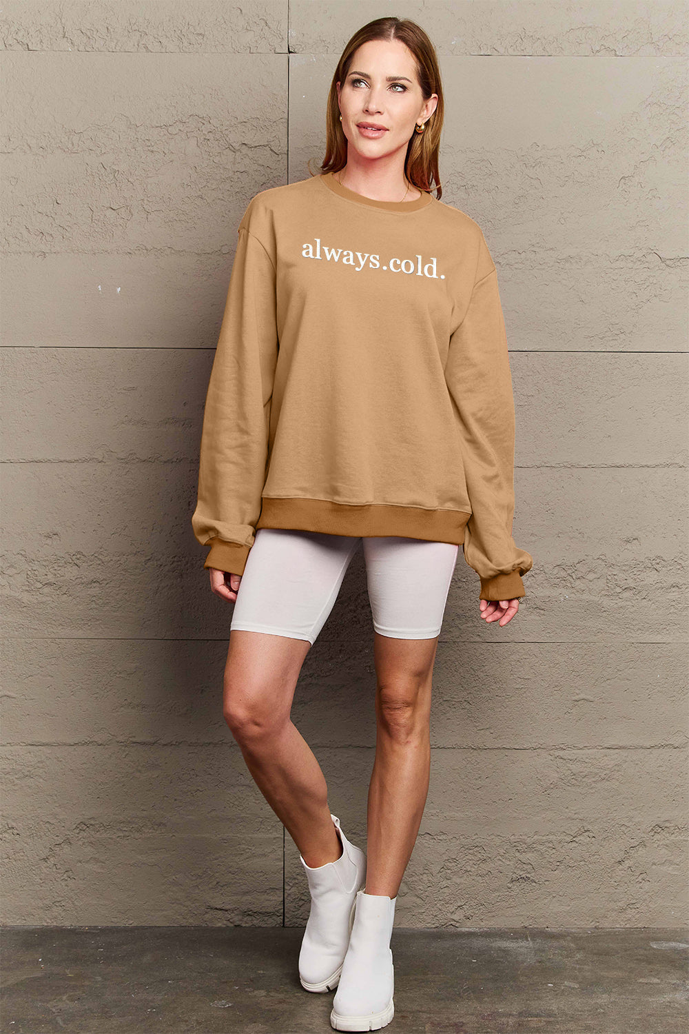 Simply Love Full Size ALWAYS.COLD. Graphic Sweatshirt Trendsi