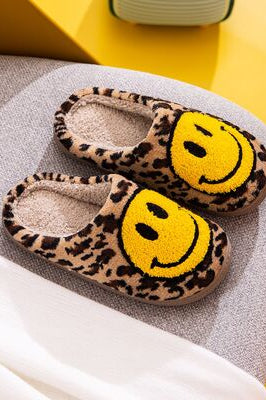 Melody Smiley Face Leopard Slippers Trendsi