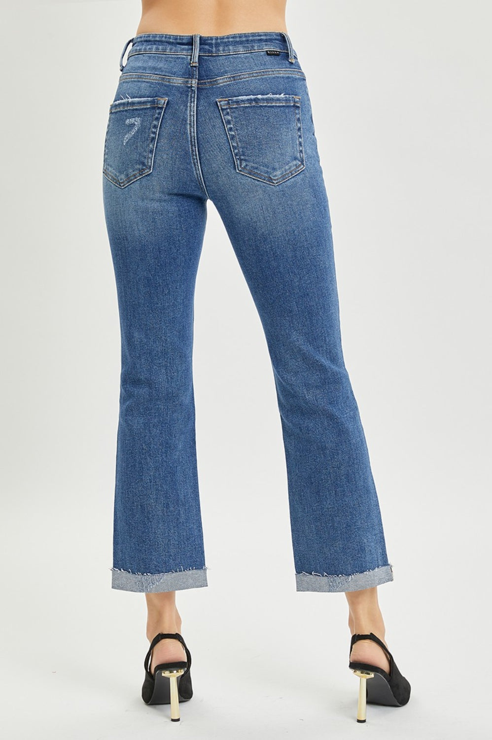 RISEN Full Size Button Fly Cropped Bootcut Jeans Trendsi