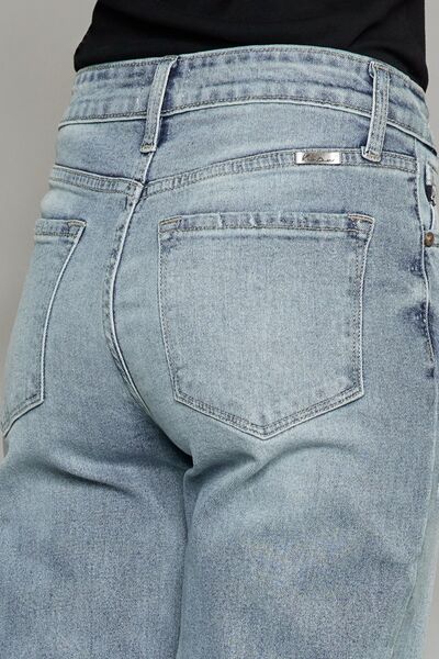 Kancan High Waist Raw Hem Cropped Wide Leg Jeans Trendsi